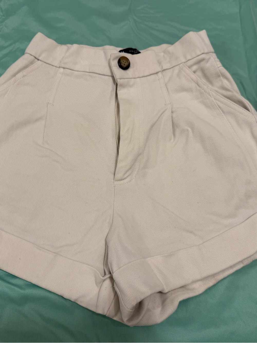 Zara Cream High-Waist Tailored Shorts